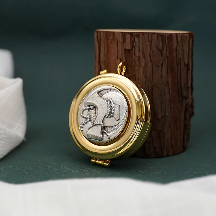 Christianartworkshop Gold-Plated Pyx with Tau Symbol–Sacred Vessel for the Holy Eucharist - image 2