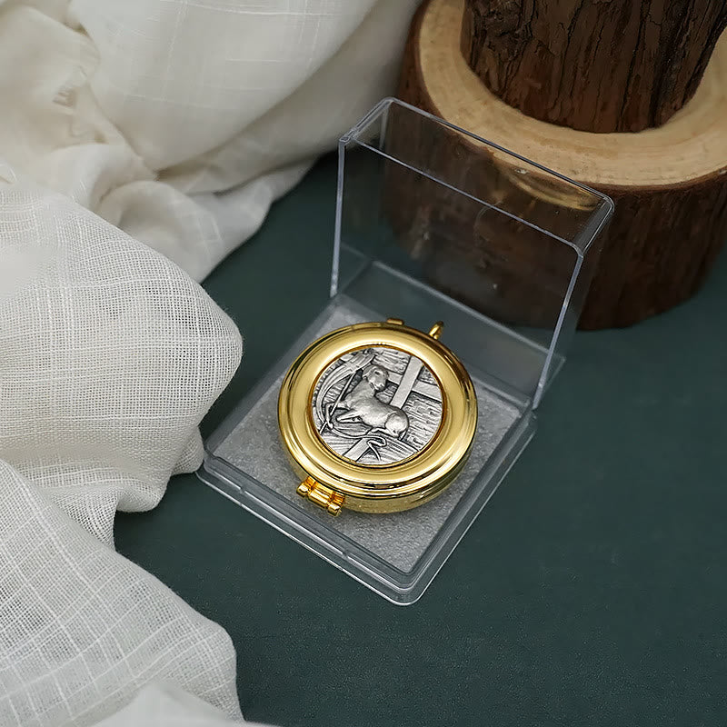 Christianartworkshop Gold-Plated Pyx with Lamb Statue–Sacred Vessel for the Holy Eucharist - image 2