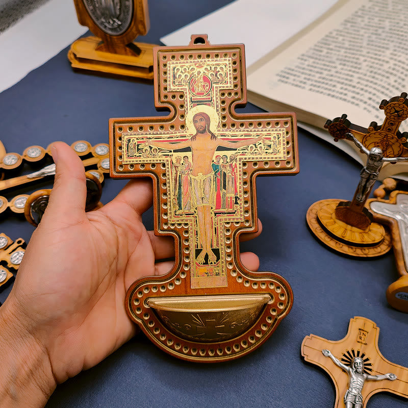 Christianartworkshop Damian Holy Water Font Station of the Cross Olive Wood Cross - image 2