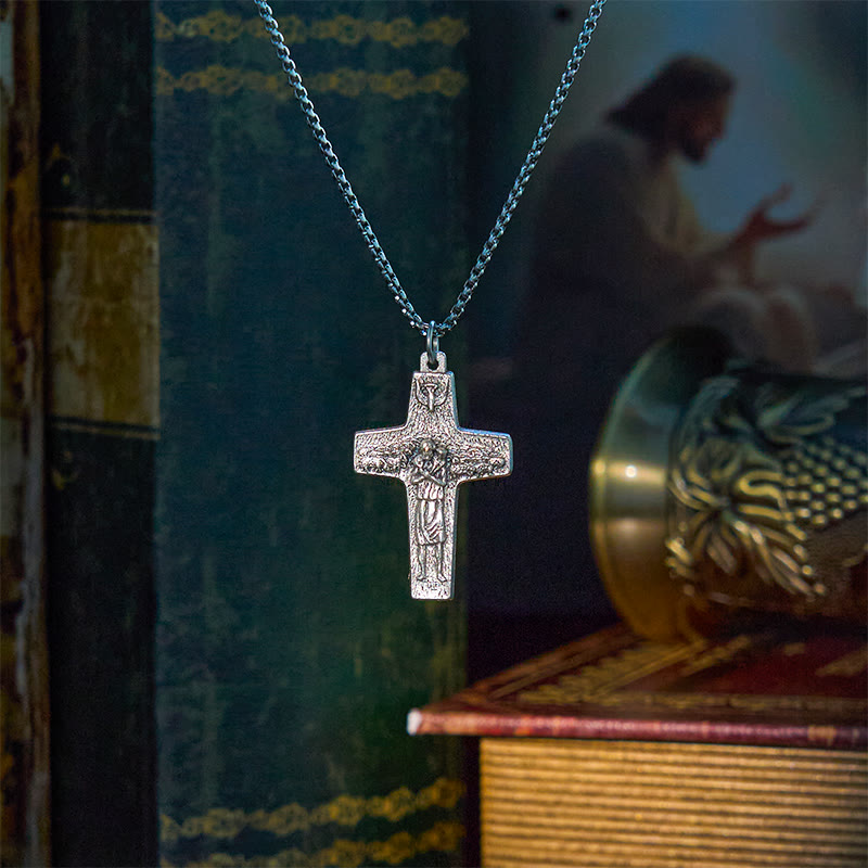 Christianartworkshop Retro Style Jesus and His Sheep The Good Shepherd Pendant Necklace - The Good Shepherd - image 1