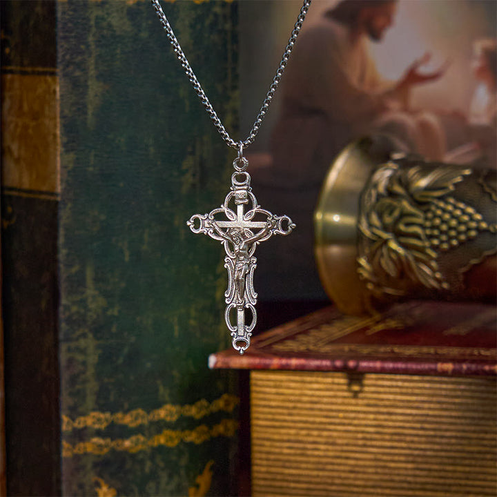Christianartworkshop Retro Style Exclusive Craft Jesus Crucifix Blessing Pendant Necklace - image 2