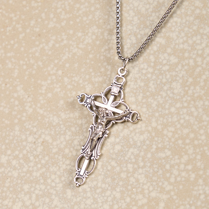 Christianartworkshop Retro Style Exclusive Craft Jesus Crucifix Blessing Pendant Necklace - image 4