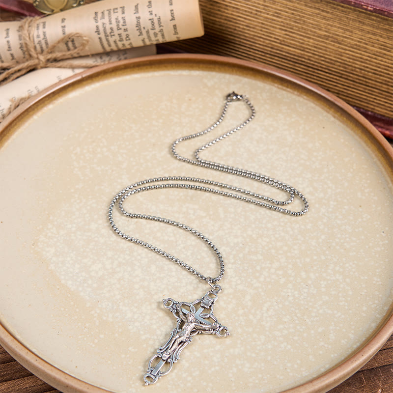 Christianartworkshop Retro Style Exclusive Craft Jesus Crucifix Blessing Pendant Necklace - image 3