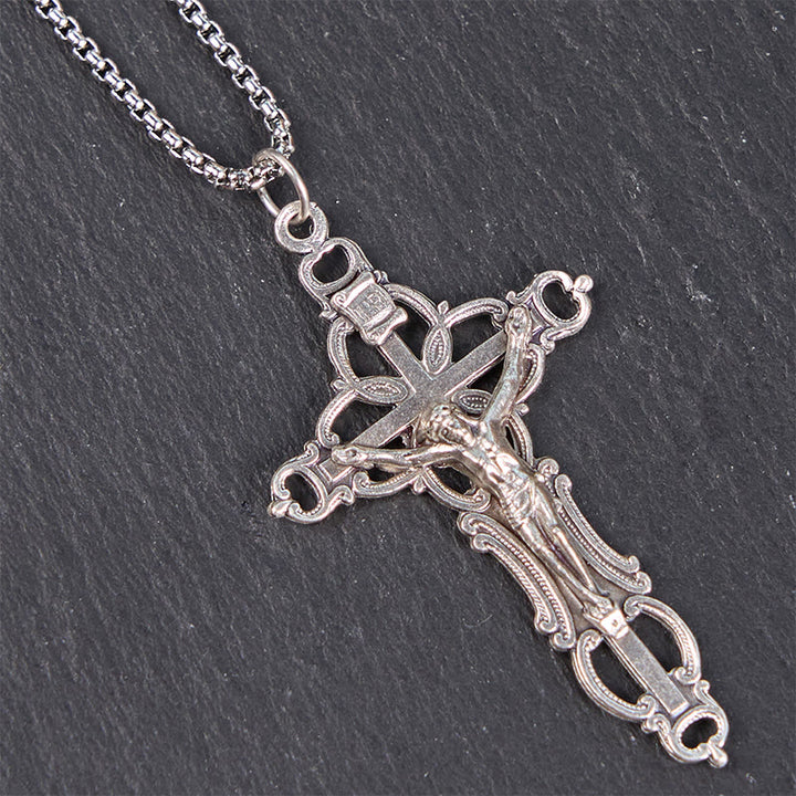 Christianartworkshop Retro Style Exclusive Craft Jesus Crucifix Blessing Pendant Necklace - image 5