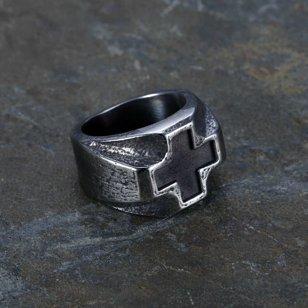 Christianartworkshop Heavy Metals Style Cross Engraved Stainless Steel Faith Ring - image 2