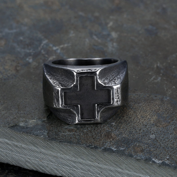 Christianartworkshop Heavy Metals Style Cross Engraved Stainless Steel Faith Ring - image 3