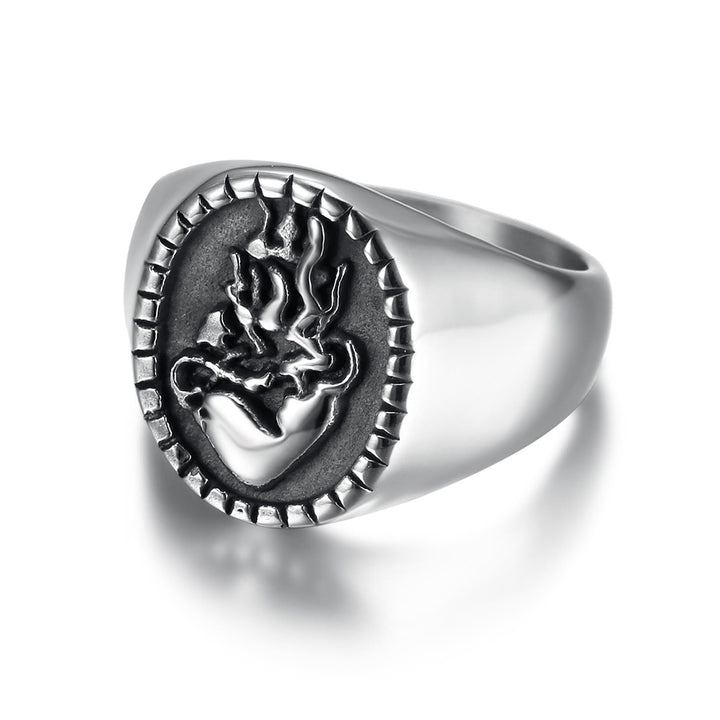 Christianartworkshop Classic Retro Style Jesus Sacred Heart Engraved Stainless Steel Faith Ring - image 4