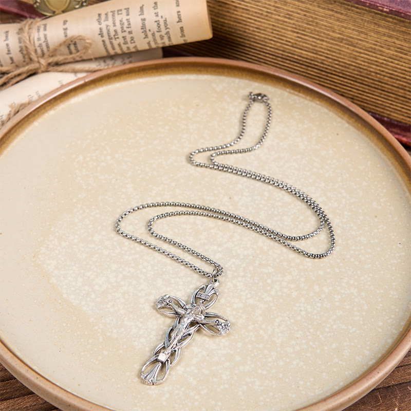 Christianartworkshop Retro Pattern Exclusive Craft Jesus Crucifix Amulet Pendant Necklace - image 3