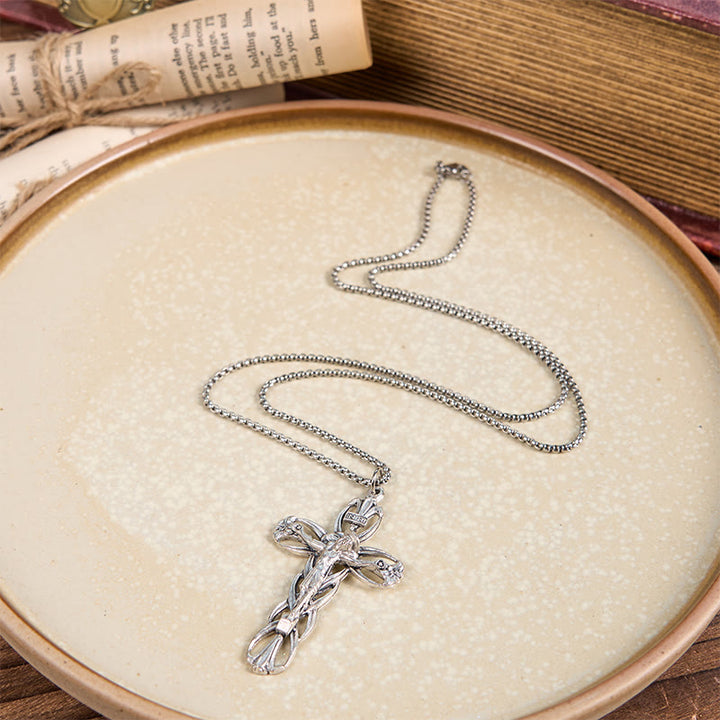 Christianartworkshop Retro Pattern Exclusive Craft Jesus Crucifix Amulet Pendant Necklace - image 3