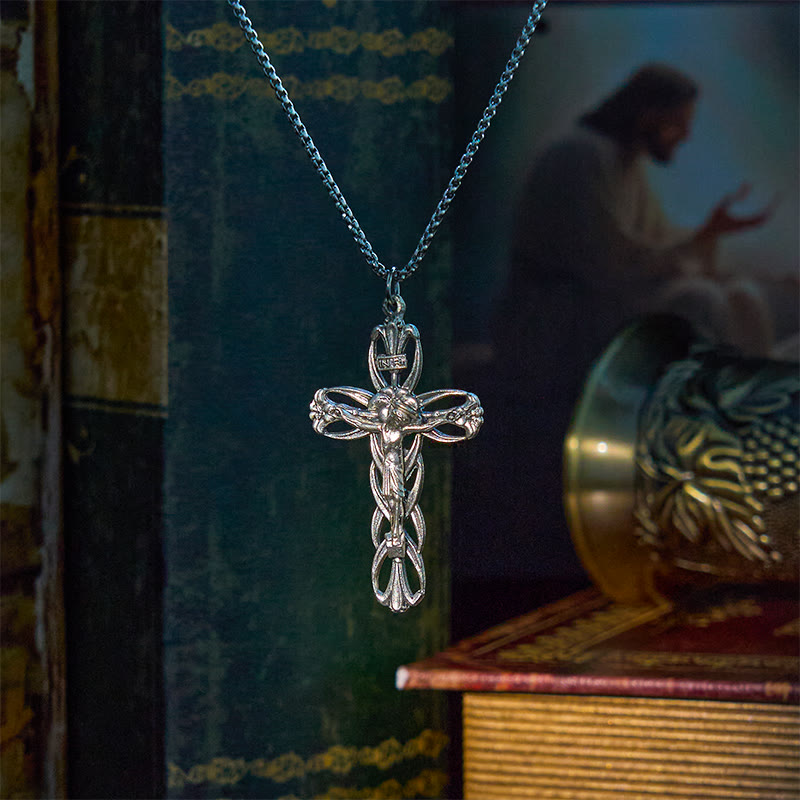 Christianartworkshop Retro Pattern Exclusive Craft Jesus Crucifix Amulet Pendant Necklace - image 2