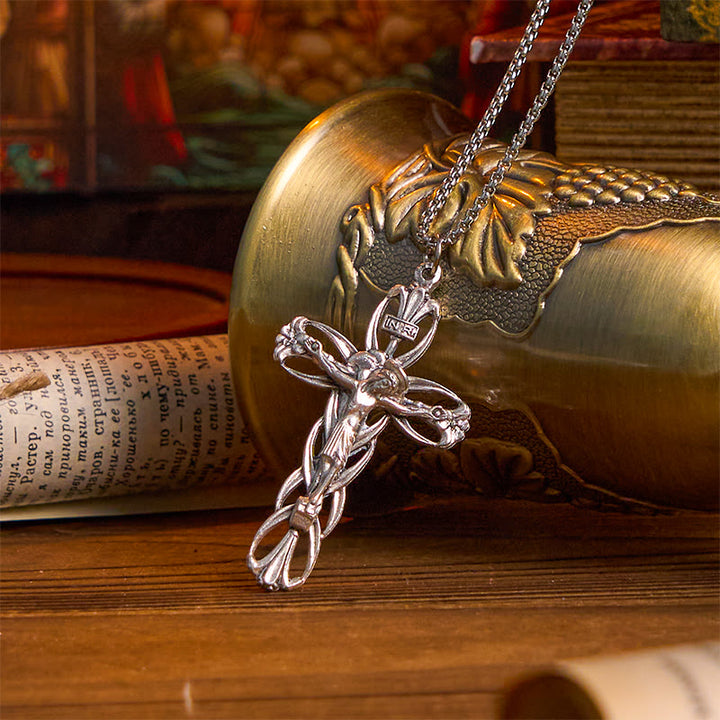 Christianartworkshop Retro Pattern Exclusive Craft Jesus Crucifix Amulet Pendant Necklace - Crucifix - image 1