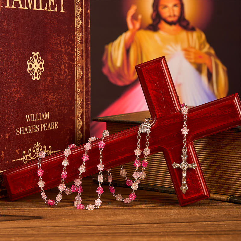 Christianartworkshop Heart of Thorns & Our Lady of Guadalupe of 10mm Heart Green Glass Alloy Chain Rosary - image 4