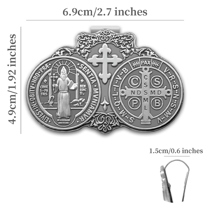 Christianartworkshop St. Benedict Protect Your Journey Two Medals Metal Visor Clips - image 5