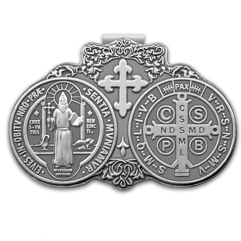 Christianartworkshop St. Benedict Protect Your Journey Two Medals Metal Visor Clips - image 4