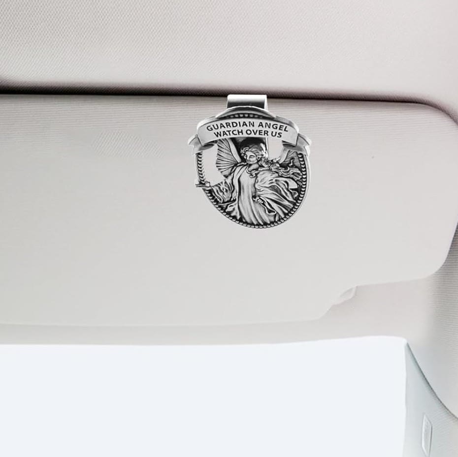 Christianartworkshop Guardian Angel Watch Over Us Blessed Your Journey Metal Visor Clips - image 4