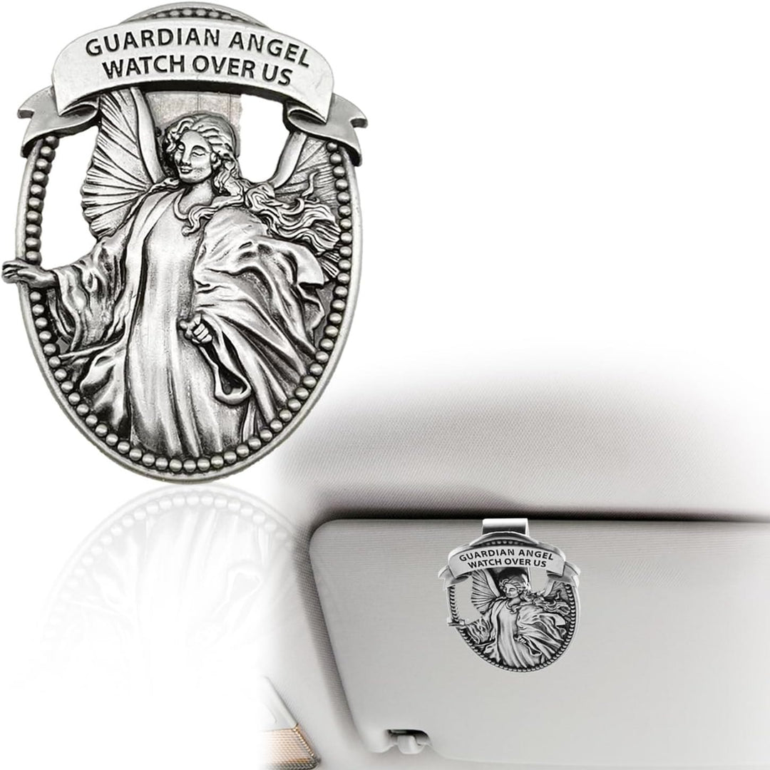 Christianartworkshop Guardian Angel Watch Over Us Blessed Your Journey Metal Visor Clips - Guardian Angel - image 1