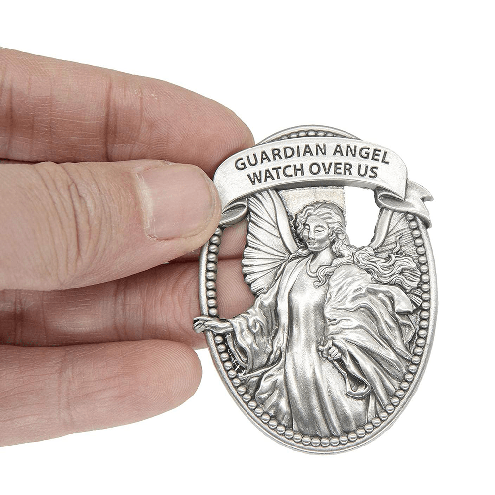 Christianartworkshop Guardian Angel Watch Over Us Blessed Your Journey Metal Visor Clips - image 3