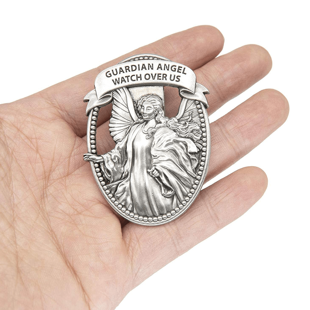 Christianartworkshop Guardian Angel Watch Over Us Blessed Your Journey Metal Visor Clips - image 2