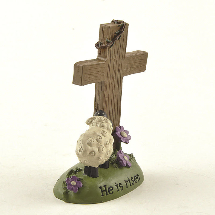 Christianartworkshop He is Risen The LORD is my shepherd Cute Little Sheep Desktop Ornament - image 3