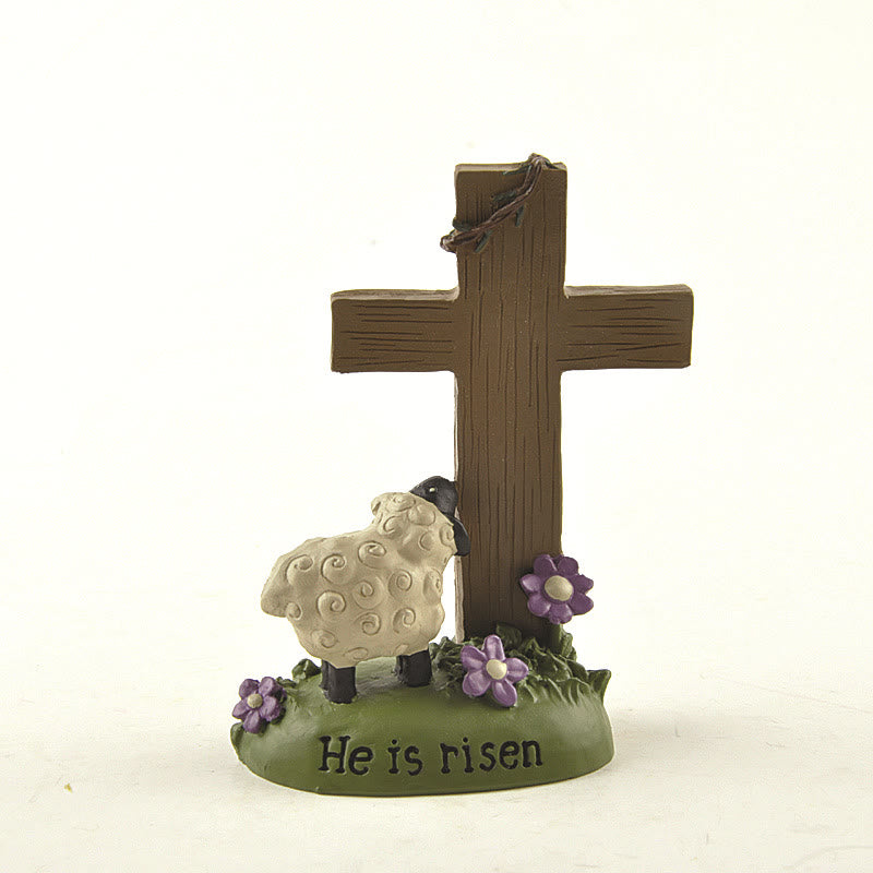 Christianartworkshop He is Risen The LORD is my shepherd Cute Little Sheep Desktop Ornament - image 2