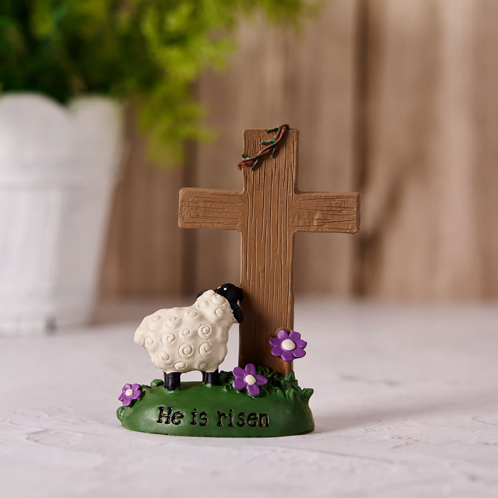 Christianartworkshop He is Risen The LORD is my shepherd Cute Little Sheep Desktop Ornament - image 2