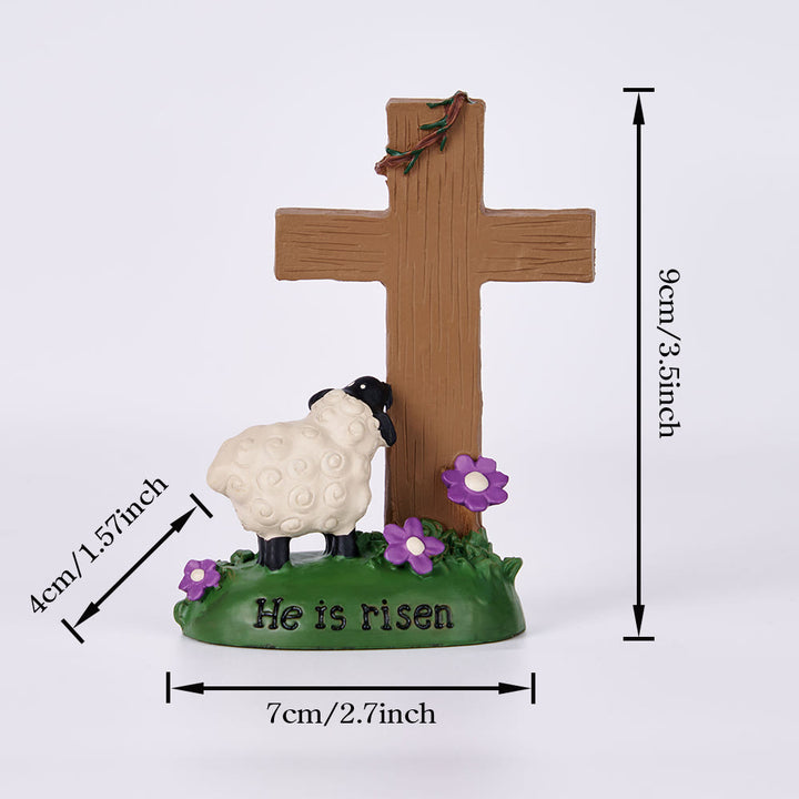 Christianartworkshop He is Risen The LORD is my shepherd Cute Little Sheep Desktop Ornament - image 5