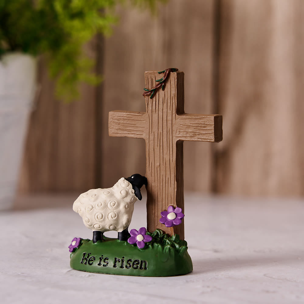 Christianartworkshop He is Risen The LORD is my shepherd Cute Little Sheep Desktop Ornament - He is risen - image 1