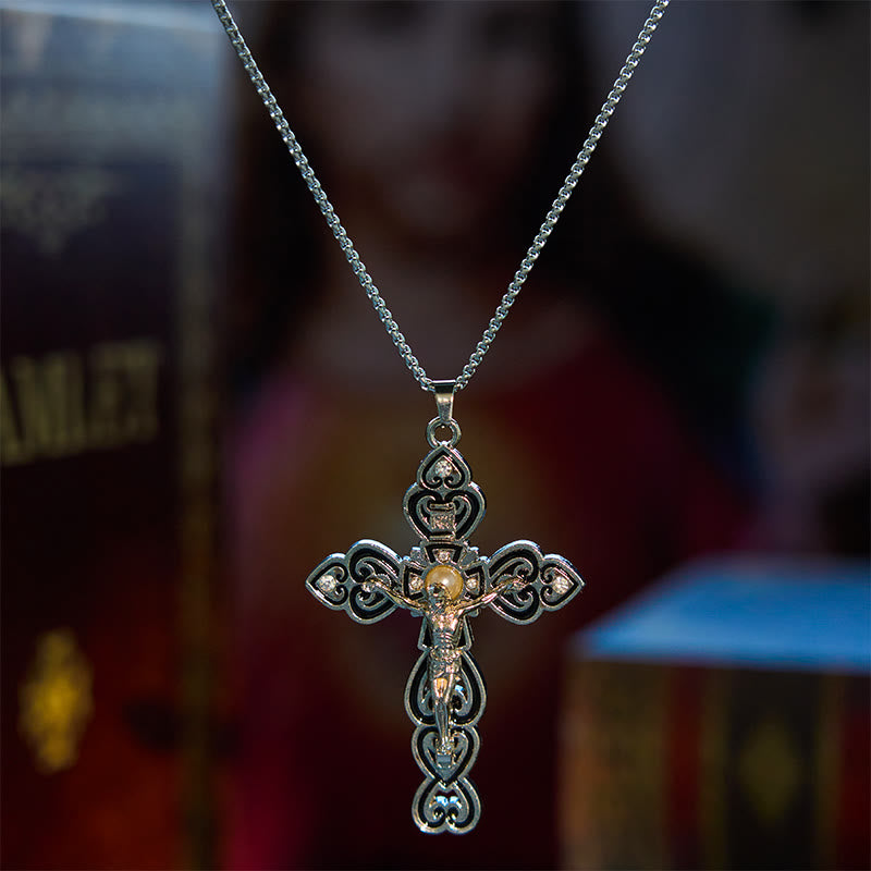 Christianartworkshop 6 Color 3 Gemstones-Set of Trinity Crucifix with Pearl Behind Pendant Necklace - image 12
