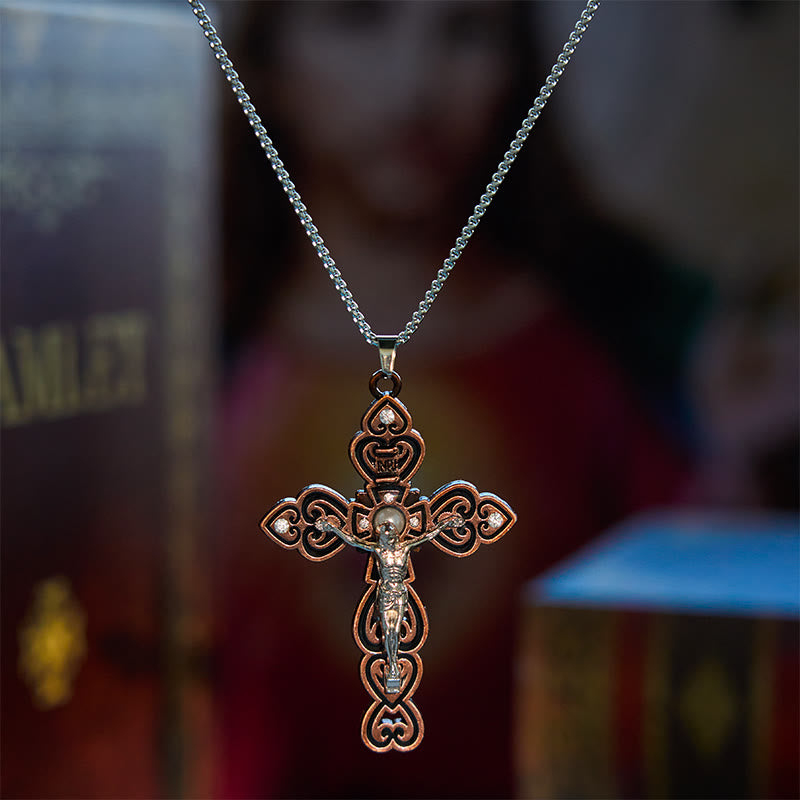 Christianartworkshop 6 Color 3 Gemstones-Set of Trinity Crucifix with Pearl Behind Pendant Necklace - image 7