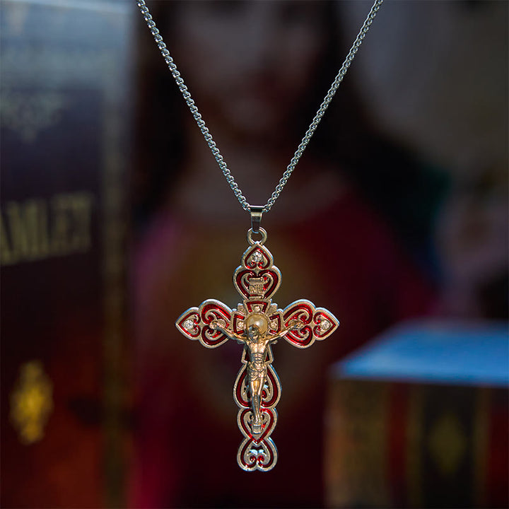 Christianartworkshop 6 Color 3 Gemstones-Set of Trinity Crucifix with Pearl Behind Pendant Necklace - image 10