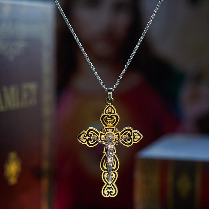Christianartworkshop 6 Color 3 Gemstones-Set of Trinity Crucifix with Pearl Behind Pendant Necklace - image 8