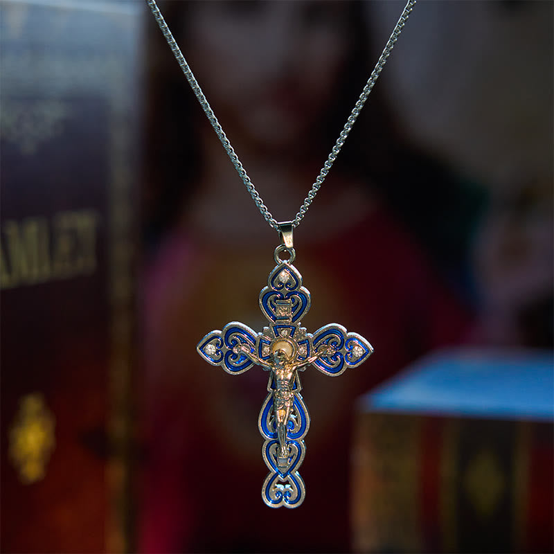 Christianartworkshop 6 Color 3 Gemstones-Set of Trinity Crucifix with Pearl Behind Pendant Necklace - image 11