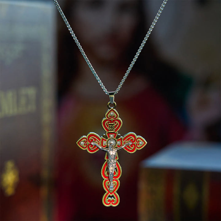 Christianartworkshop 6 Color 3 Gemstones-Set of Trinity Crucifix with Pearl Behind Pendant Necklace - image 9