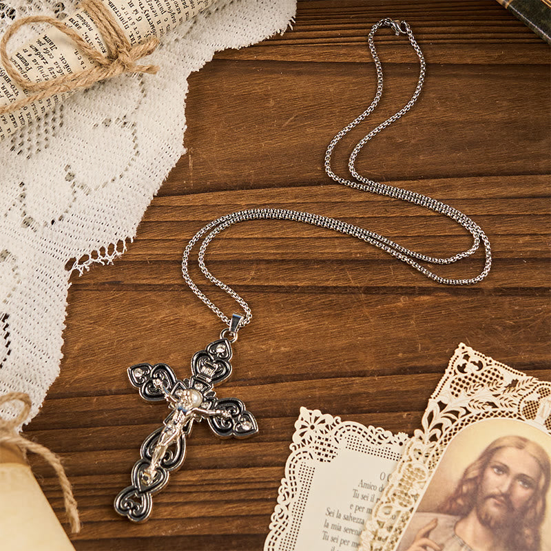 Christianartworkshop 6 Color 3 Gemstones-Set of Trinity Crucifix with Pearl Behind Pendant Necklace - image 18