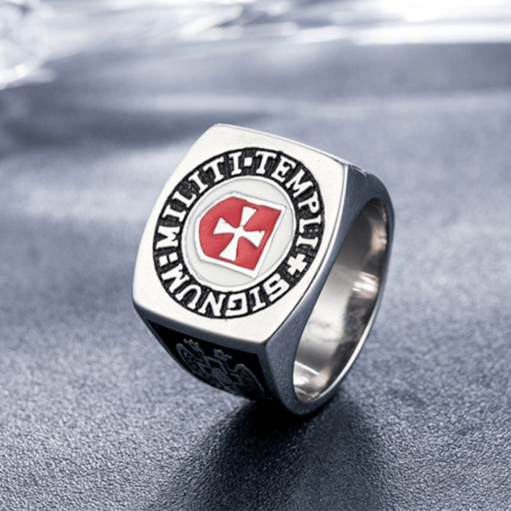 Christianartworkshop Retro Classic Style Knights Templar Faith Ring - Signum: Militi Templi  - image 5