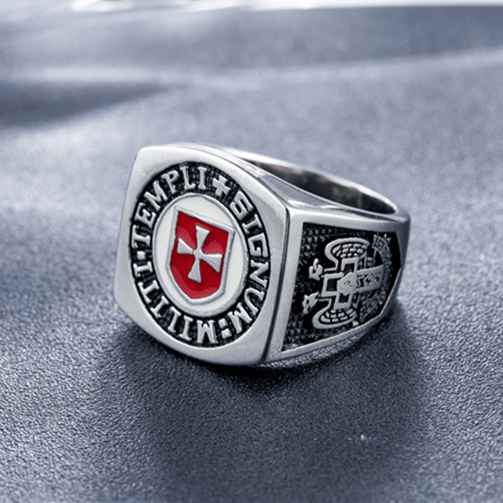 Christianartworkshop Retro Classic Style Knights Templar Faith Ring - Signum: Militi Templi  - image 6