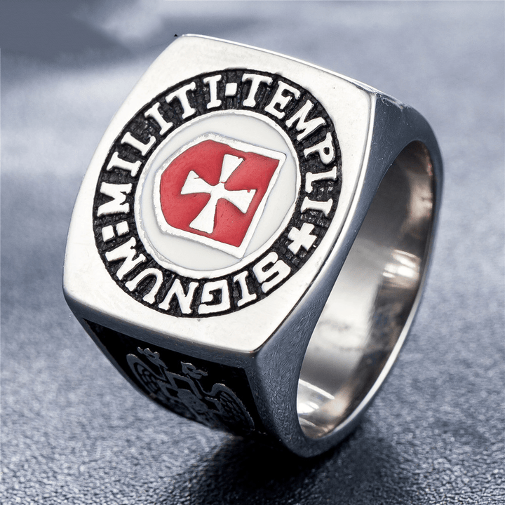 Christianartworkshop Retro Classic Style Knights Templar Faith Ring - Signum: Militi Templi  - US15 - image 1