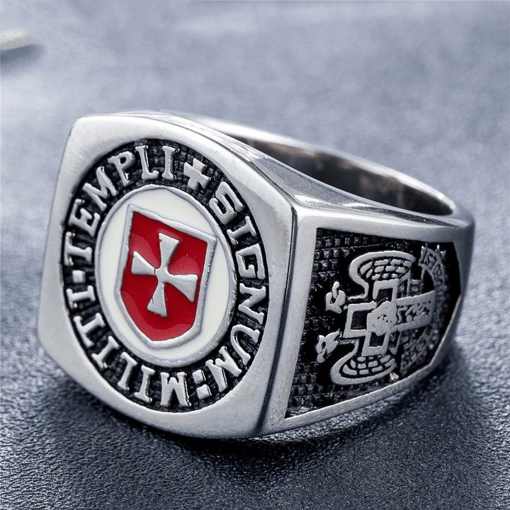 Christianartworkshop Retro Classic Style Knights Templar Faith Ring - Signum: Militi Templi  - image 2