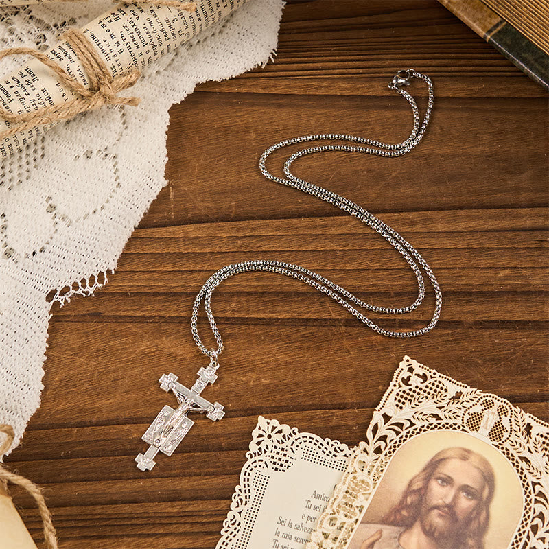 Christianartworkshop Exclusive Craft Jesus Crucifix with Angels Blessing Pendant Necklace - image 2