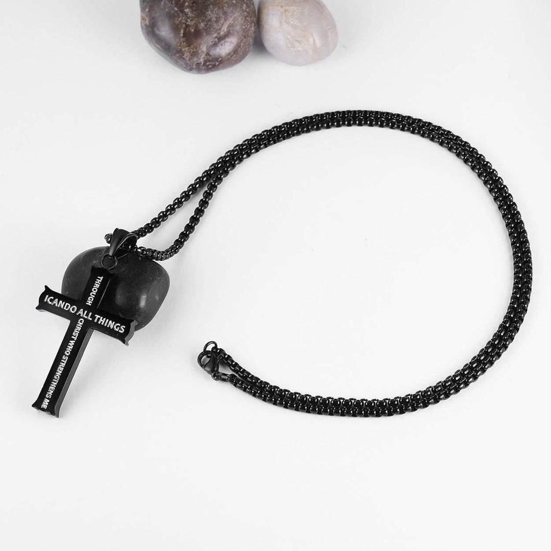 Christianartworkshop Minimalist Style "I CAN DO ALL THINGS" Icon Cross Faith Pendant Necklace - image 8