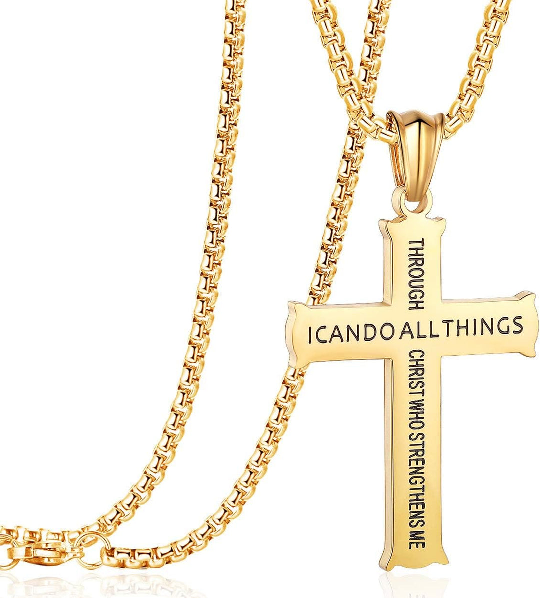 Christianartworkshop Minimalist Style "I CAN DO ALL THINGS" Icon Cross Faith Pendant Necklace - image 12