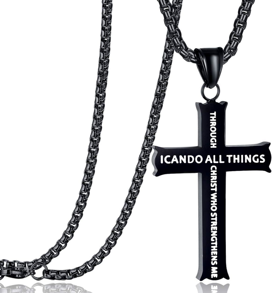 Christianartworkshop Minimalist Style "I CAN DO ALL THINGS" Icon Cross Faith Pendant Necklace - image 13