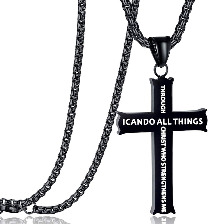 Christianartworkshop Minimalist Style "I CAN DO ALL THINGS" Icon Cross Faith Pendant Necklace - image 13