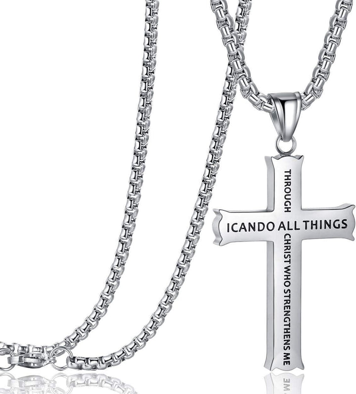 Christianartworkshop Minimalist Style "I CAN DO ALL THINGS" Icon Cross Faith Pendant Necklace - image 11