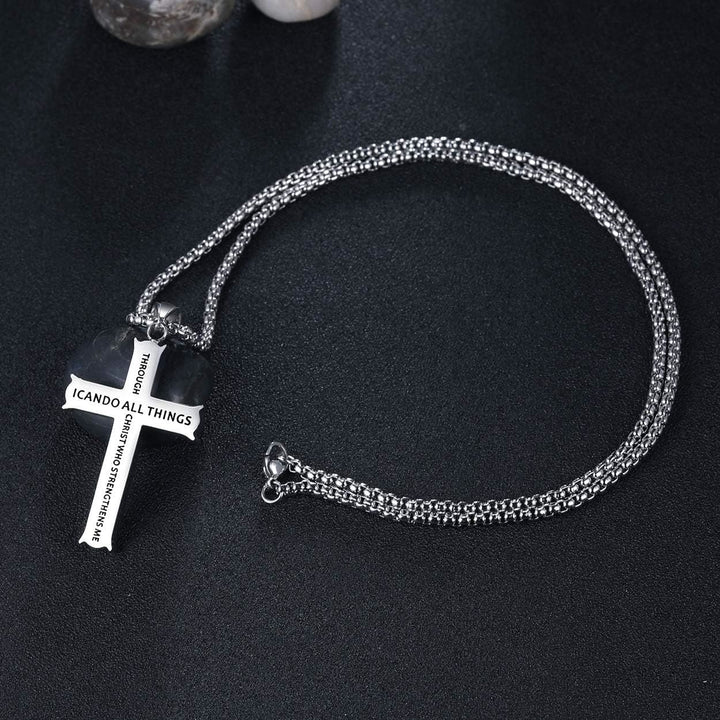 Christianartworkshop Minimalist Style "I CAN DO ALL THINGS" Icon Cross Faith Pendant Necklace - image 9