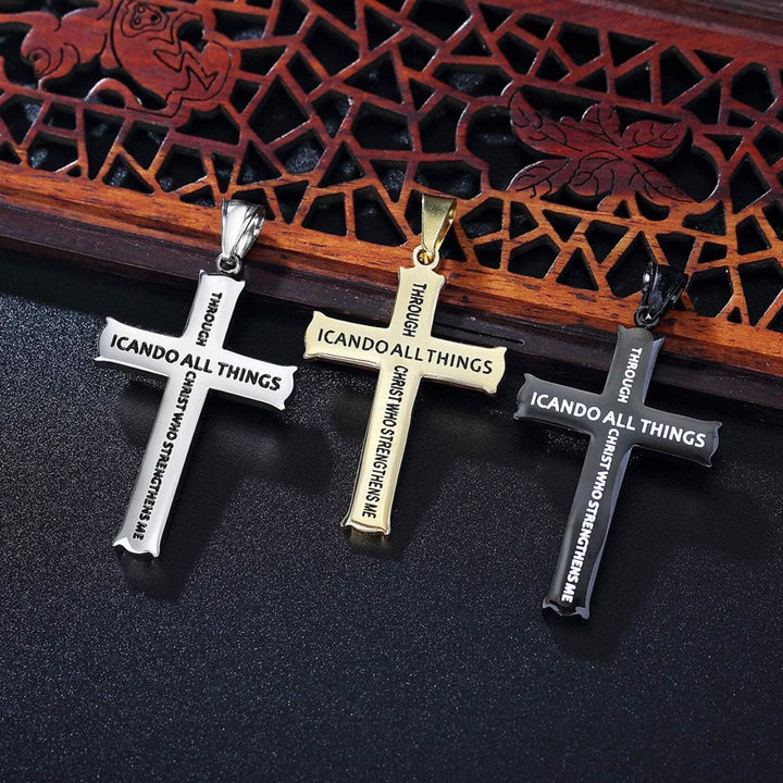 Christianartworkshop Minimalist Style "I CAN DO ALL THINGS" Icon Cross Faith Pendant Necklace - image 3