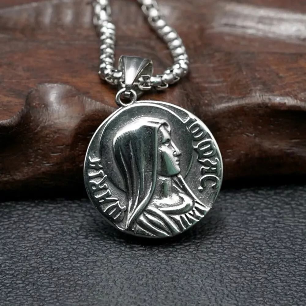 Christianartworkshop Classic Style Jesus & Mary Double-sides Icon Faith Pendant Necklace - Jesus & Mary - image 1