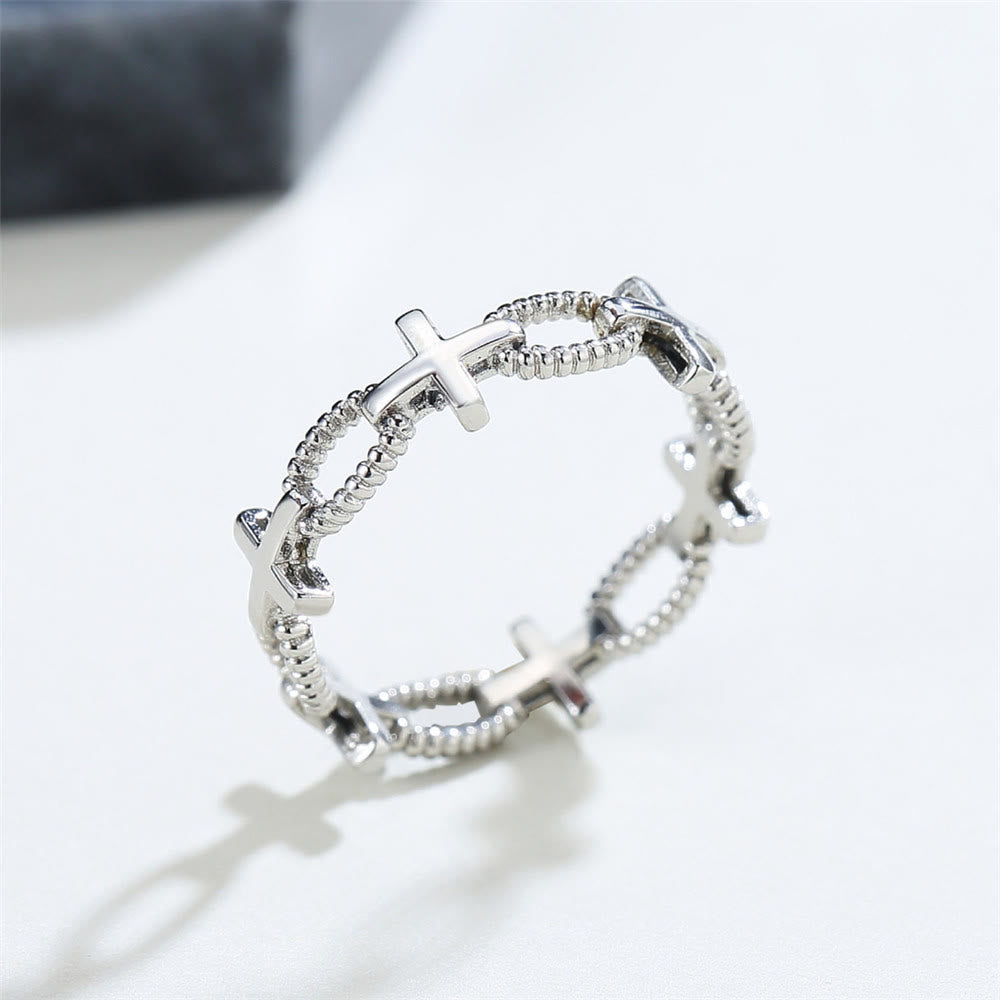 Christianartworkshop Minimalist Retro Style Cross Engraved Faith Ring - US11 - image 1