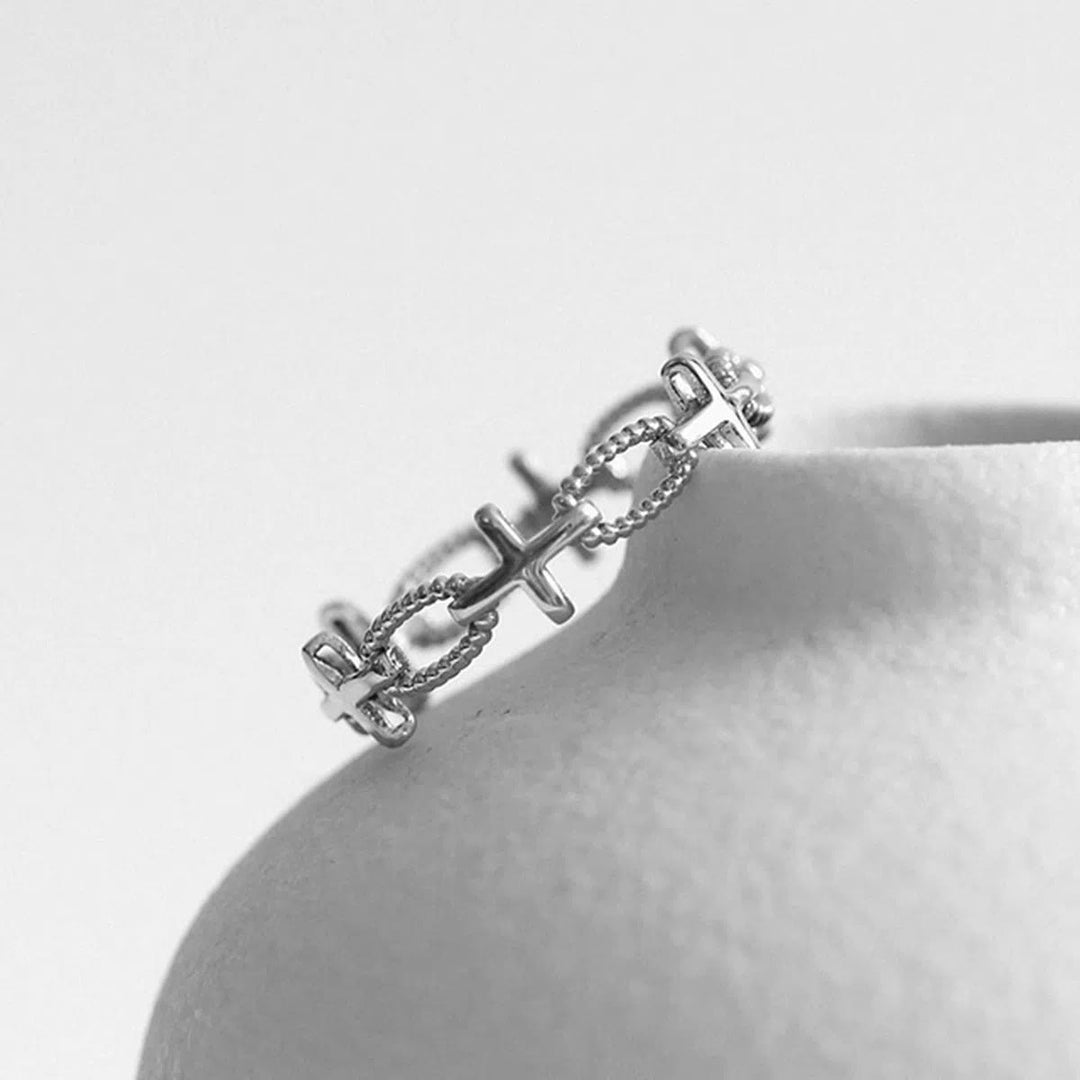 Christianartworkshop Minimalist Retro Style Cross Engraved Faith Ring - image 7