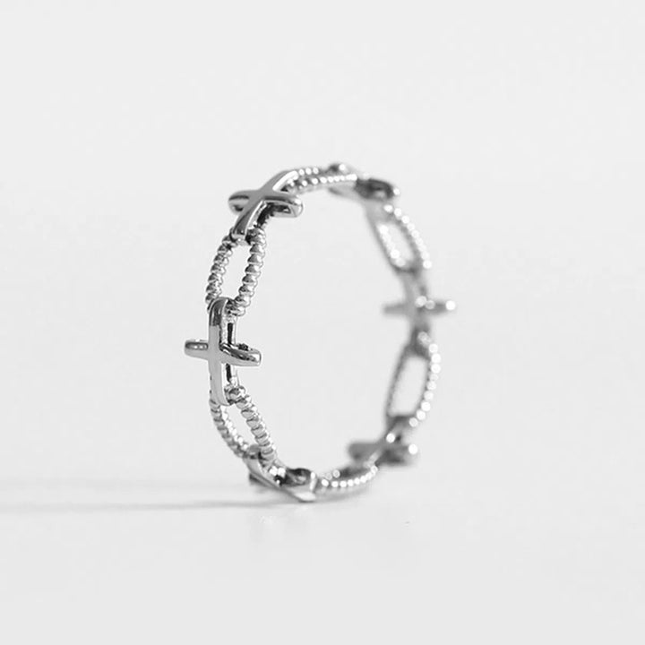 Christianartworkshop Minimalist Retro Style Cross Engraved Faith Ring - image 5